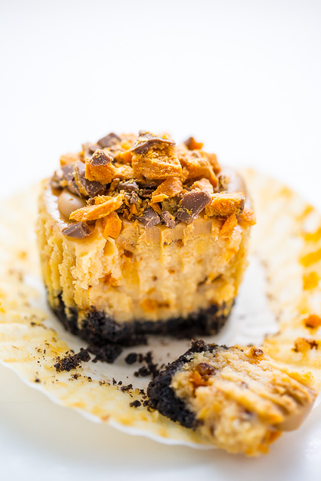 Butterfinger Peanut Butter Cup Cheesecakes