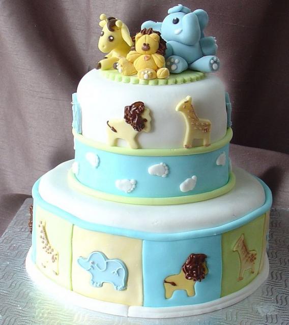 Cute Jungle Animals Baby Shower Cake