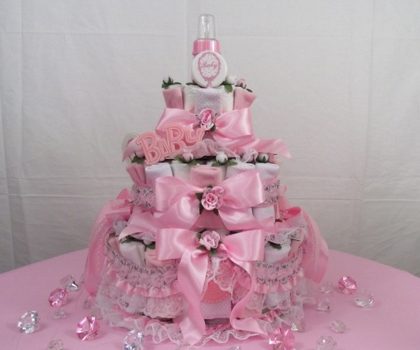 Girl Baby Shower Diaper Cake Ideas