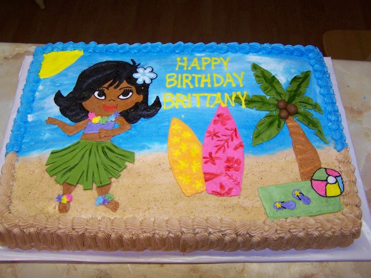 Girls Luau Birthday Cake