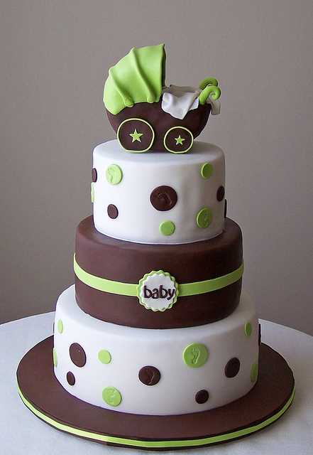 Green and Brown Baby Shower Cake