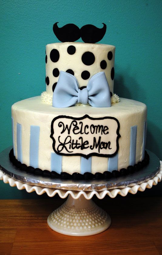 Little Man Mustache Baby Shower Cake