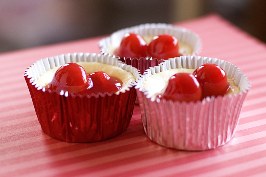 Mini Cherry Cheesecakes with Vanilla Wafers