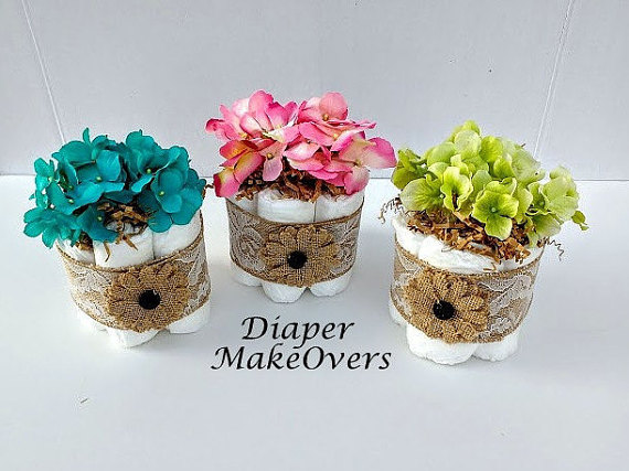 Mini Diaper Cake Centerpieces Flowers