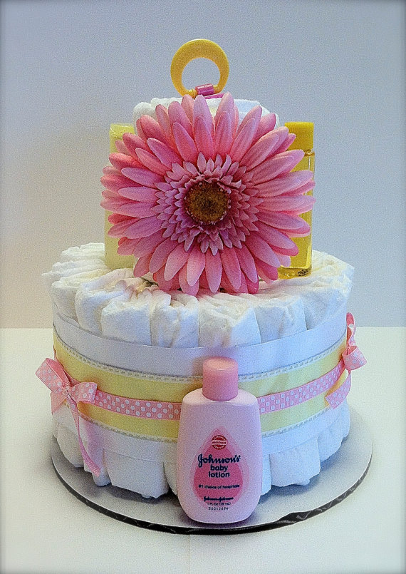 Mini Diaper Cake with Flowers