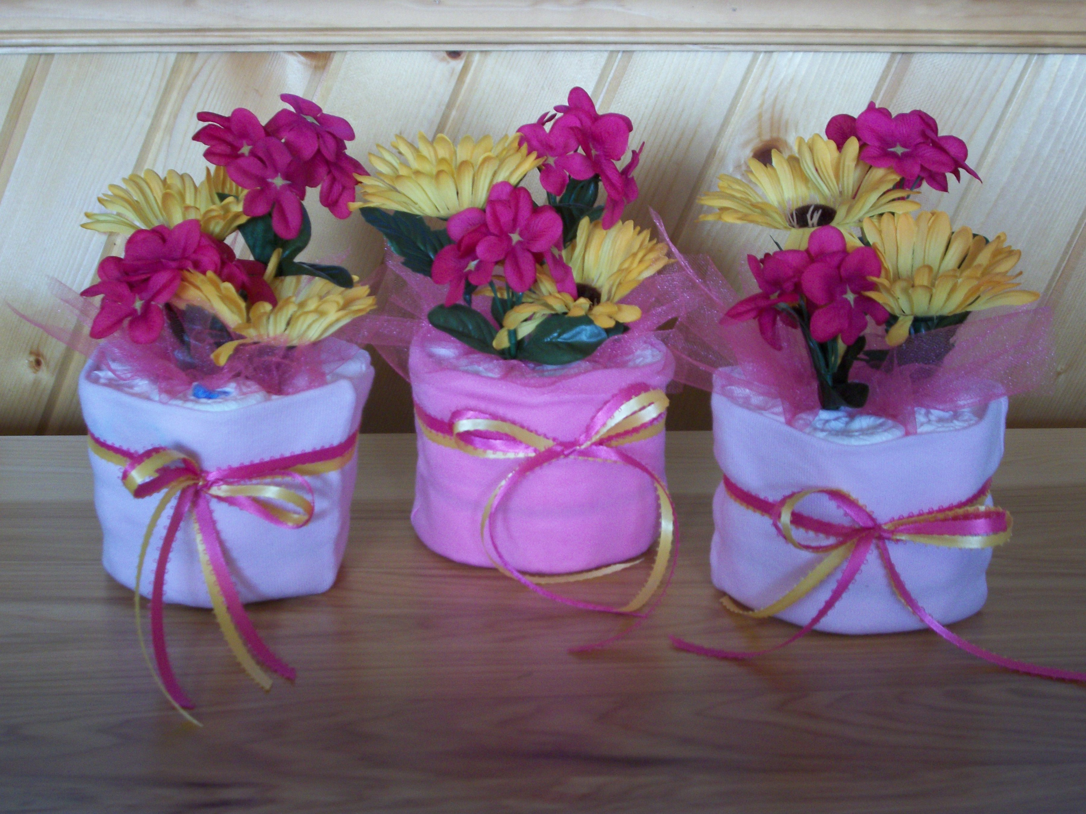 Mini Diaper Cake with Flowers