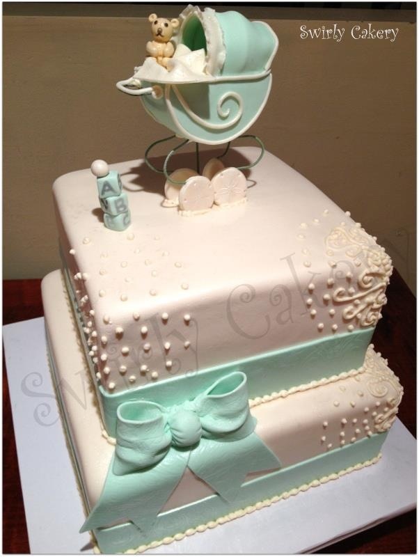 Mint Green Baby Shower Cake