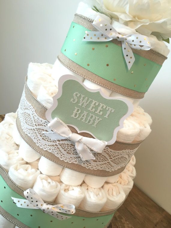 Mint Green Baby Shower Cake