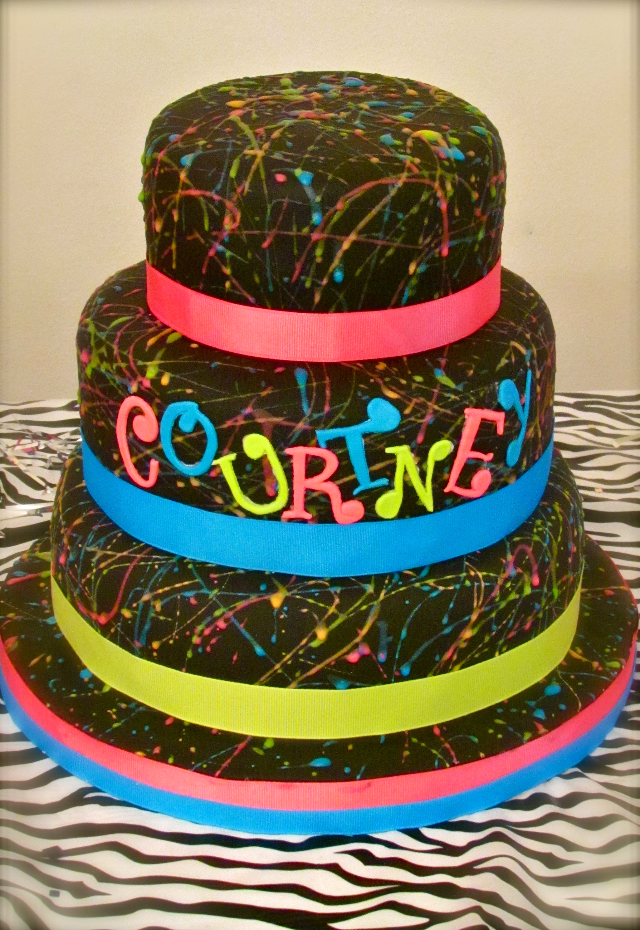 Neon Birthday Party Cake Ideas