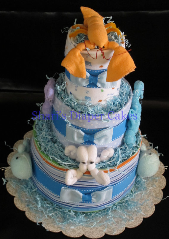 Ocean Theme Baby Shower Diaper Cakes