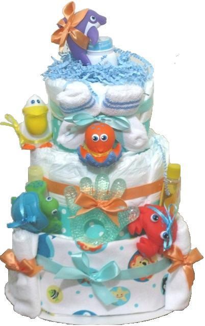 Ocean Theme Baby Shower Diaper Cakes