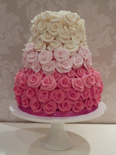 Ombre Rose Petal Wedding Cake