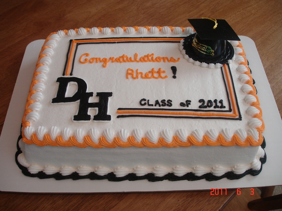 Orange and Black Graduation Cake