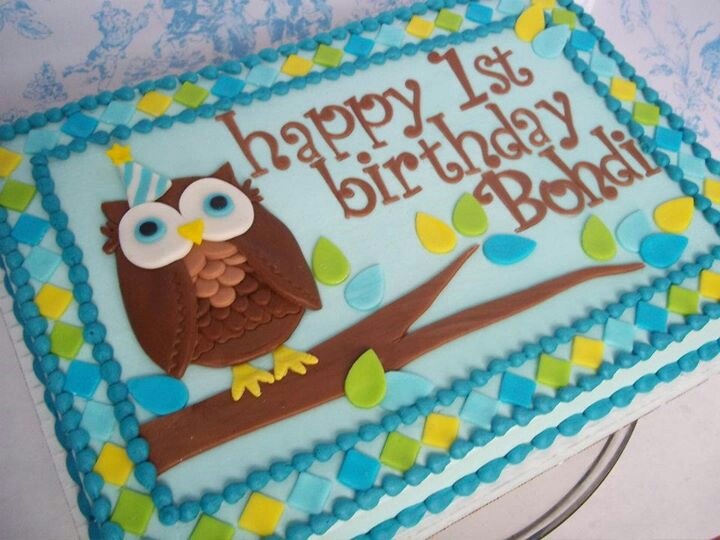 Owl Birthday Sheet Cake