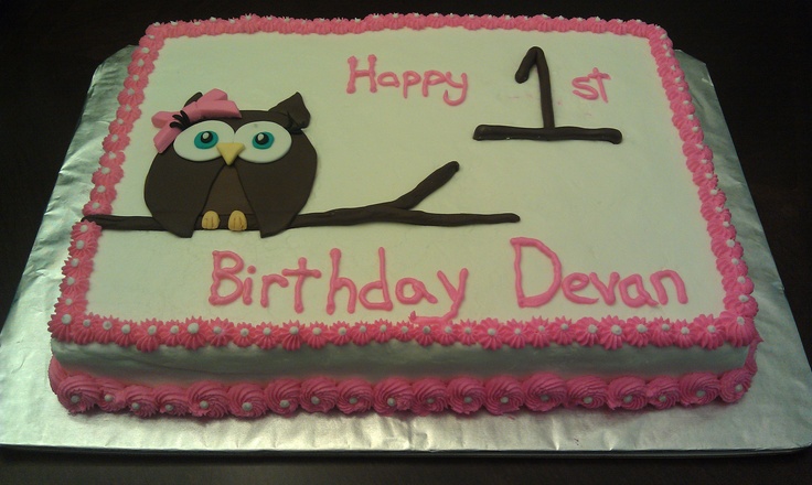 Owl Sheet Cake