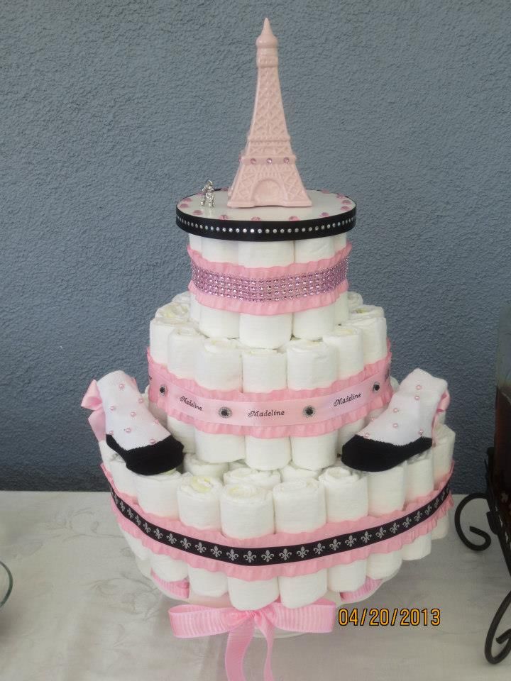 Paris Themed Diaper Cake