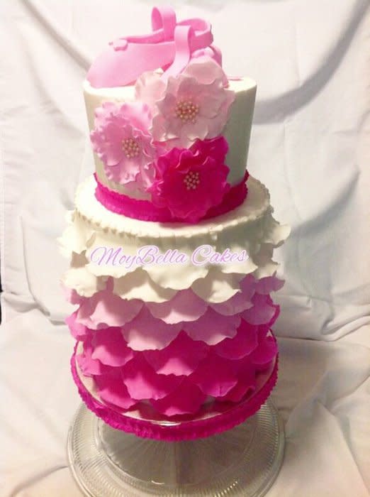 Pink Rose Petal Ombre Cake