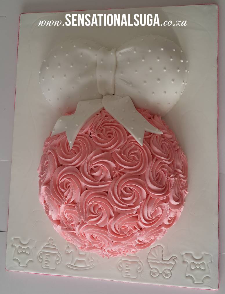 Pink Rosette Baby Shower Cake