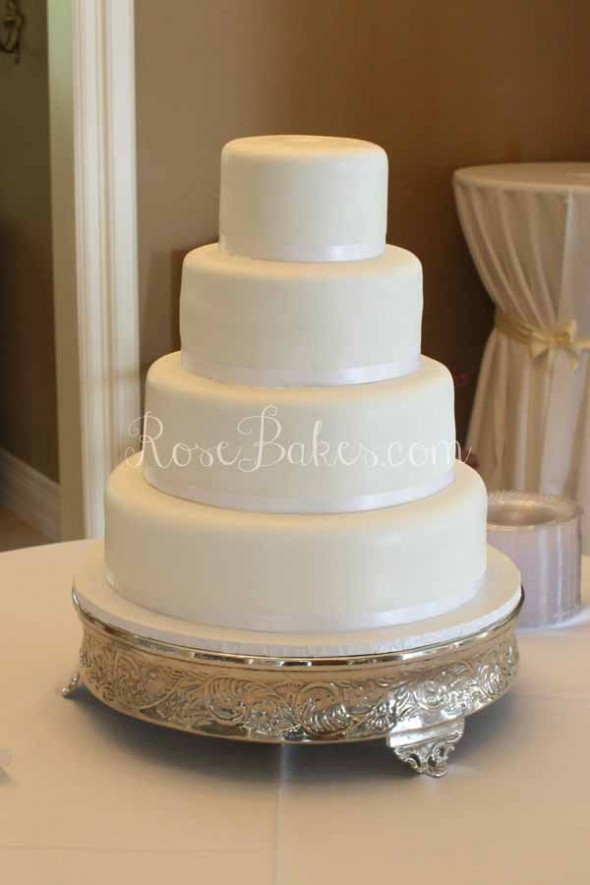 Plain White Wedding Cakes with Flowers