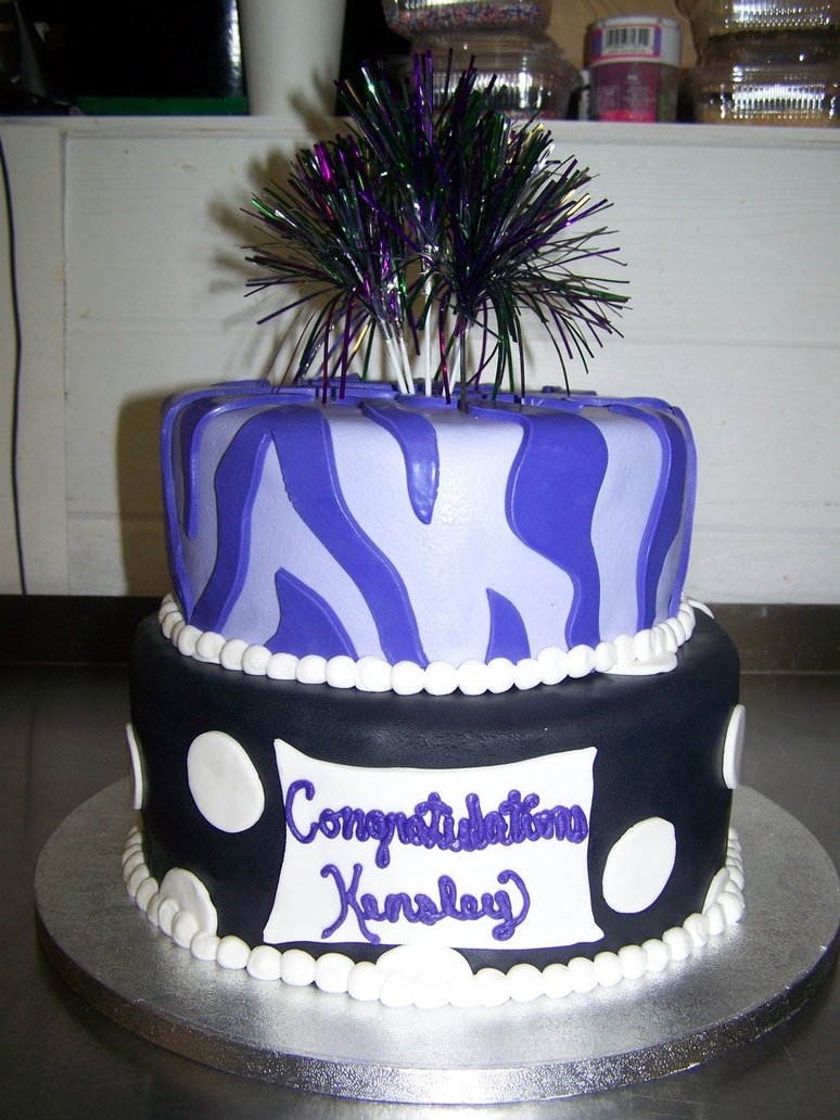 Purple and Black Graduation Cake