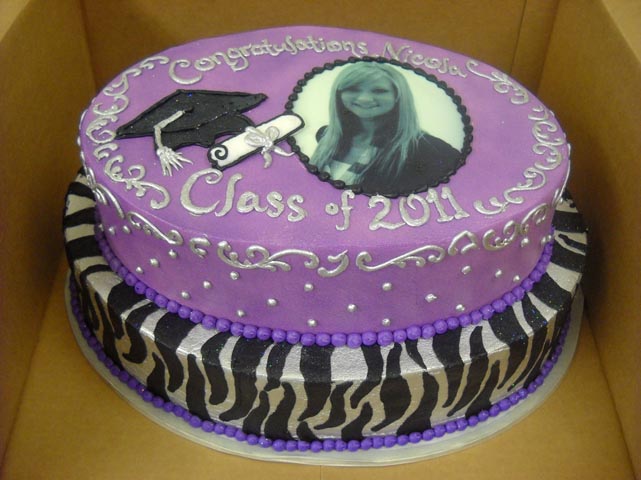 Purple Zebra Graduation Cake