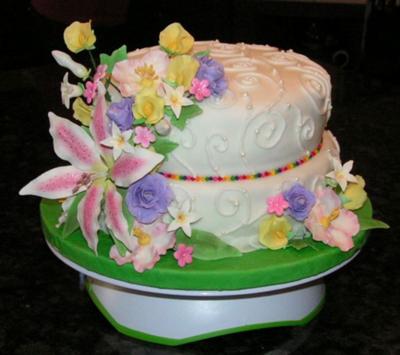 Spring Birthday Cake with Flowers