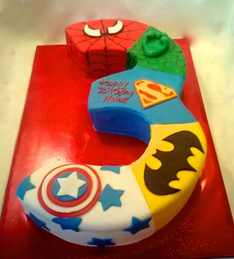 Super Hero Number 3 Cake