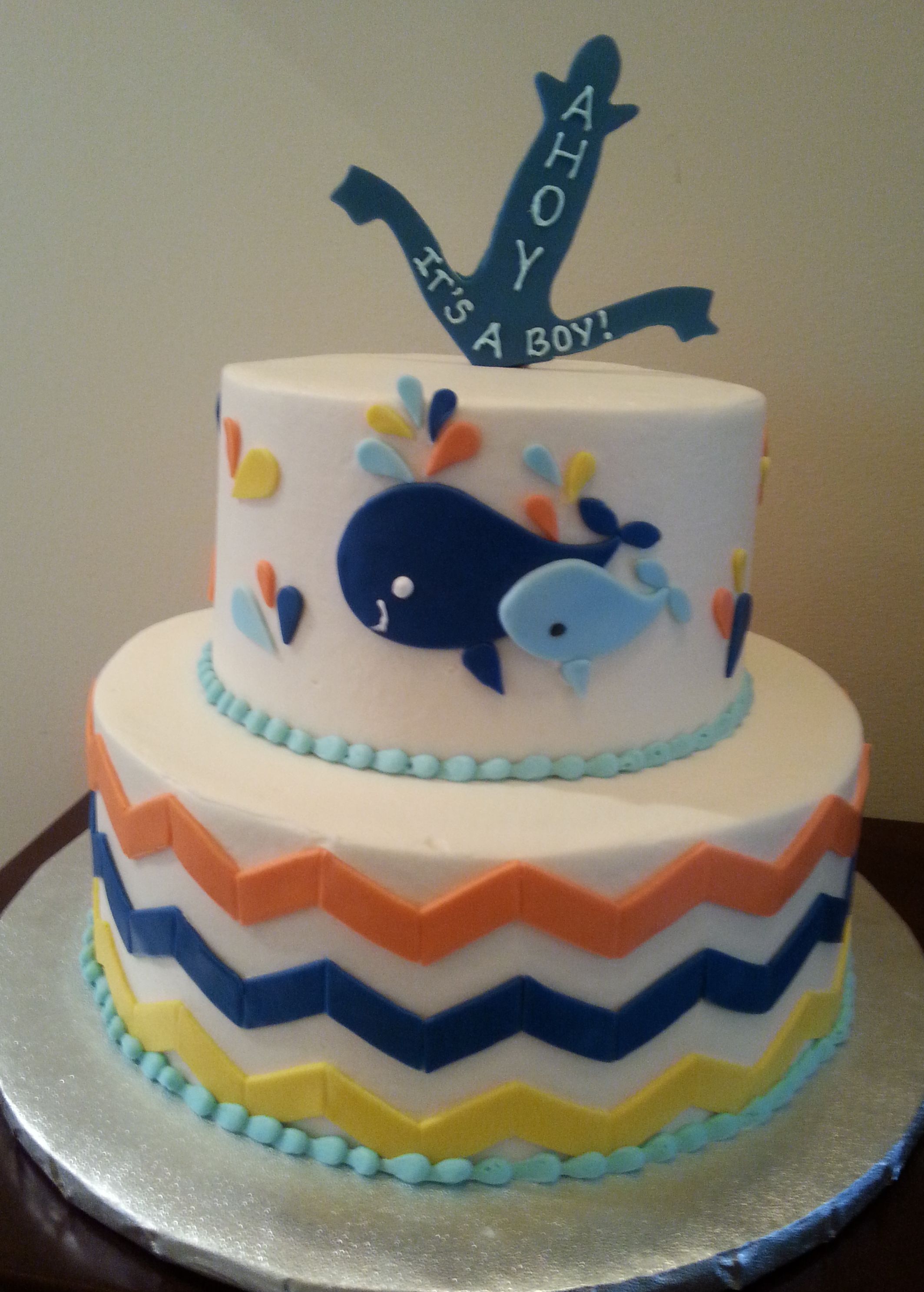 Whale Baby Shower Cake