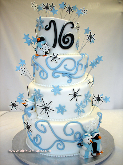 10 Photos of Winter Wonderland Sweet Sixteen Cakes Pink