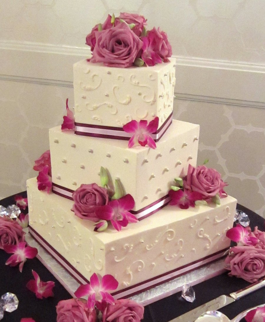 3 Tier Square Wedding Cake