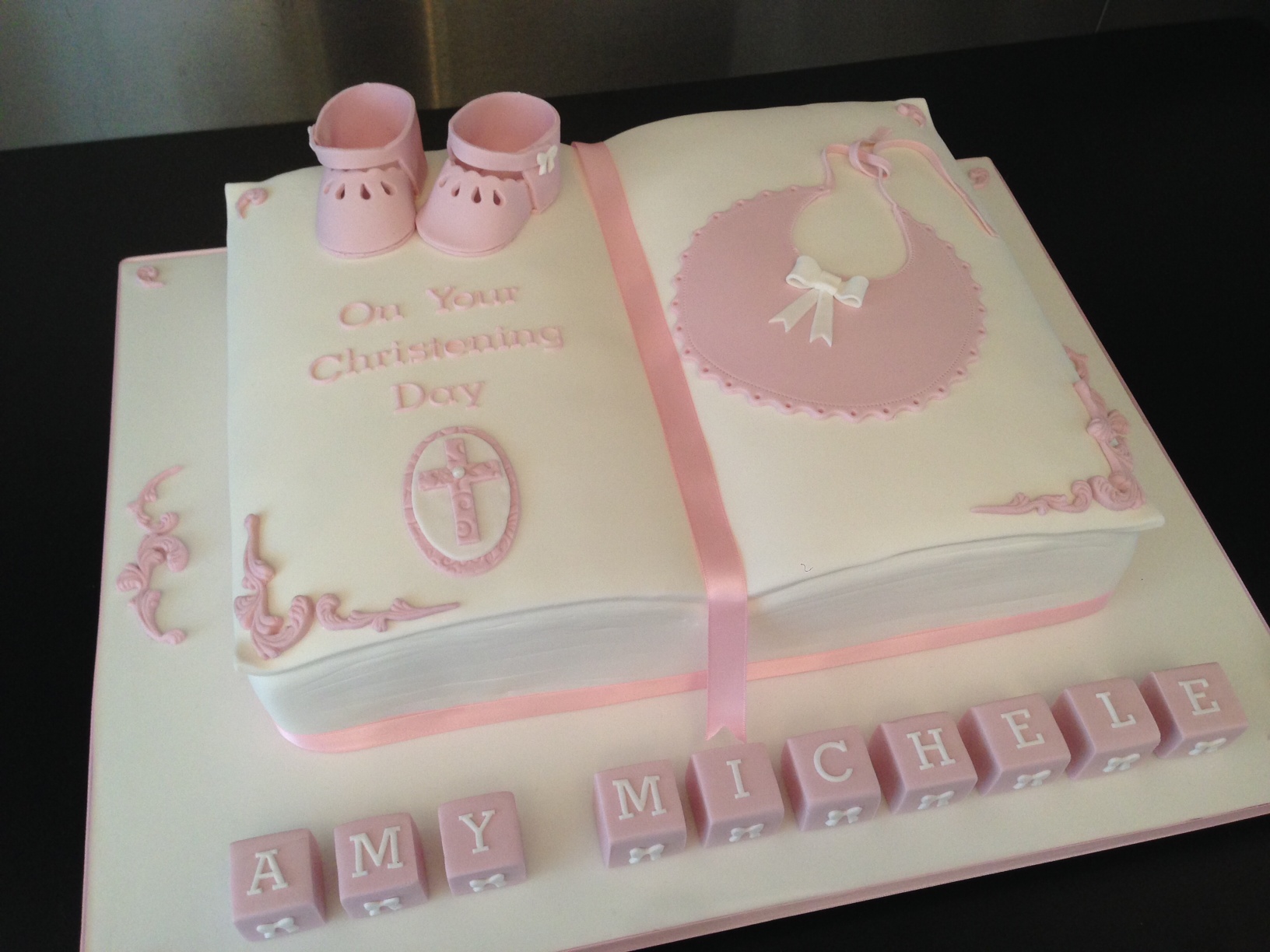 Baby Christening Book Cake