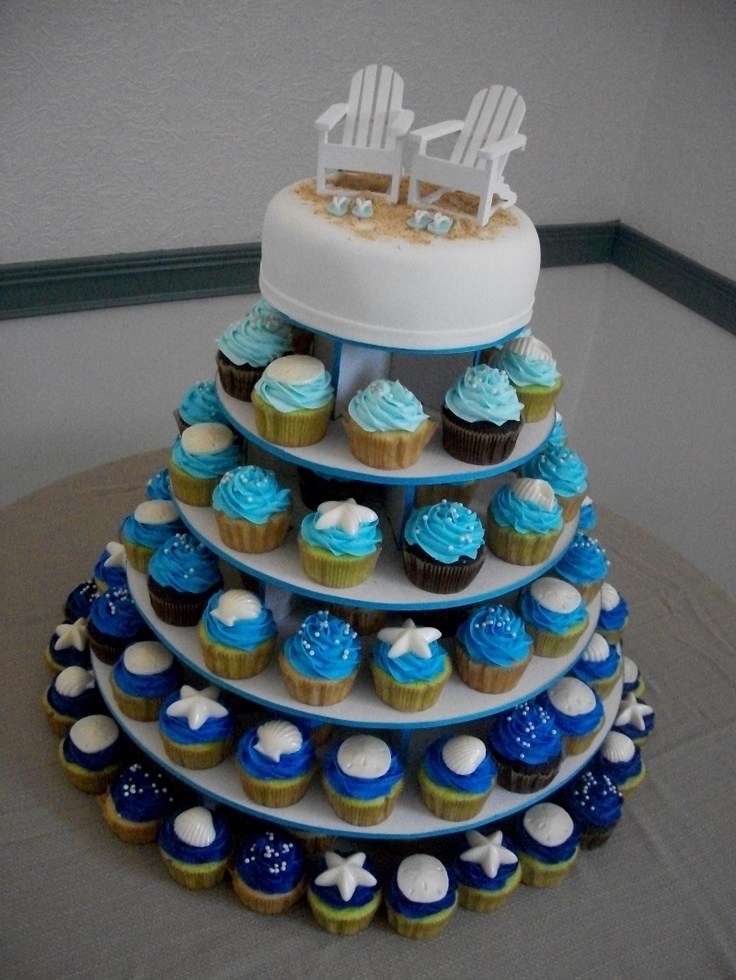 Beach Cupcake Wedding Cake