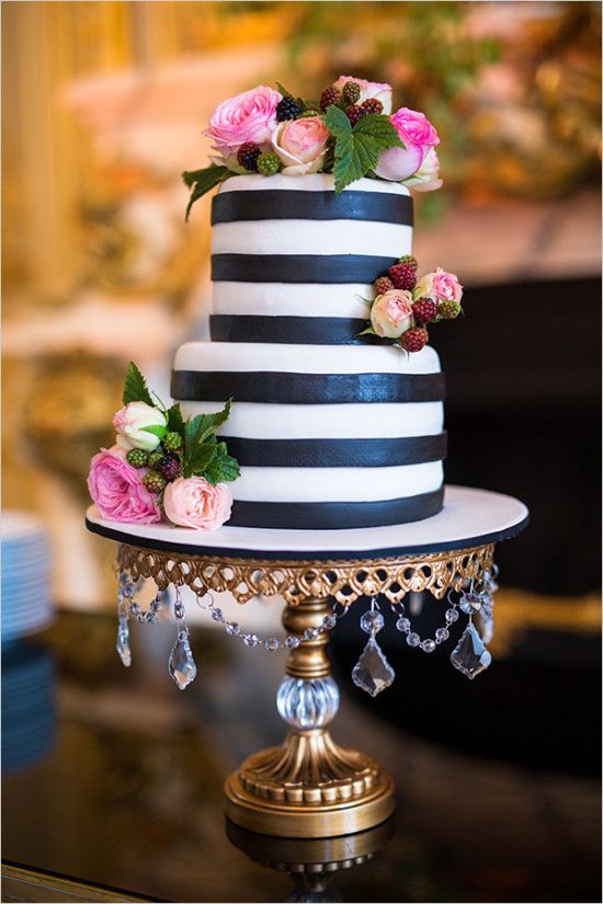 Black and White Gold Bridal Shower Cake