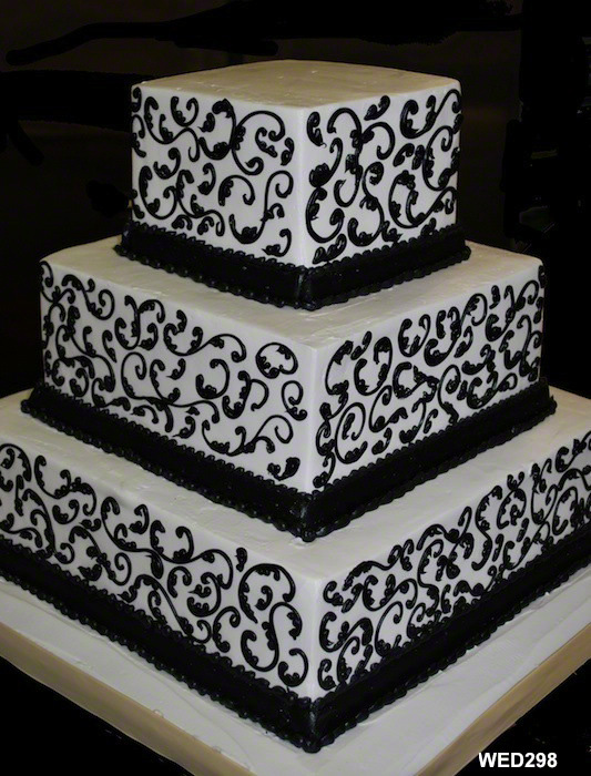 Black Scrollwork Wedding Cake