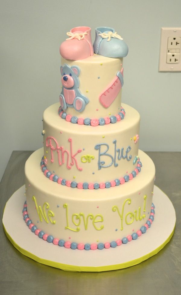 Blue and Pink Baby Shower Cake