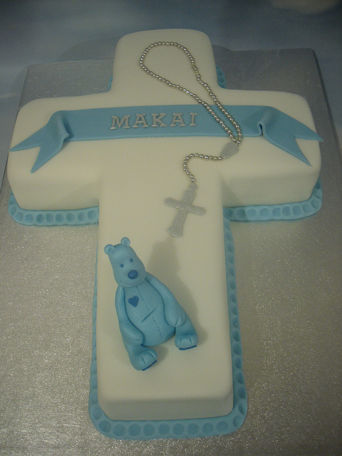 Boy Baptism Cross Cake