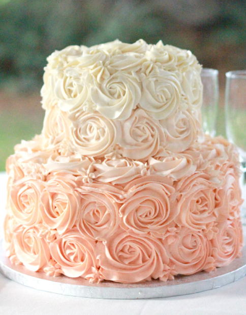 Buttercream Rosette Wedding Cake Pink