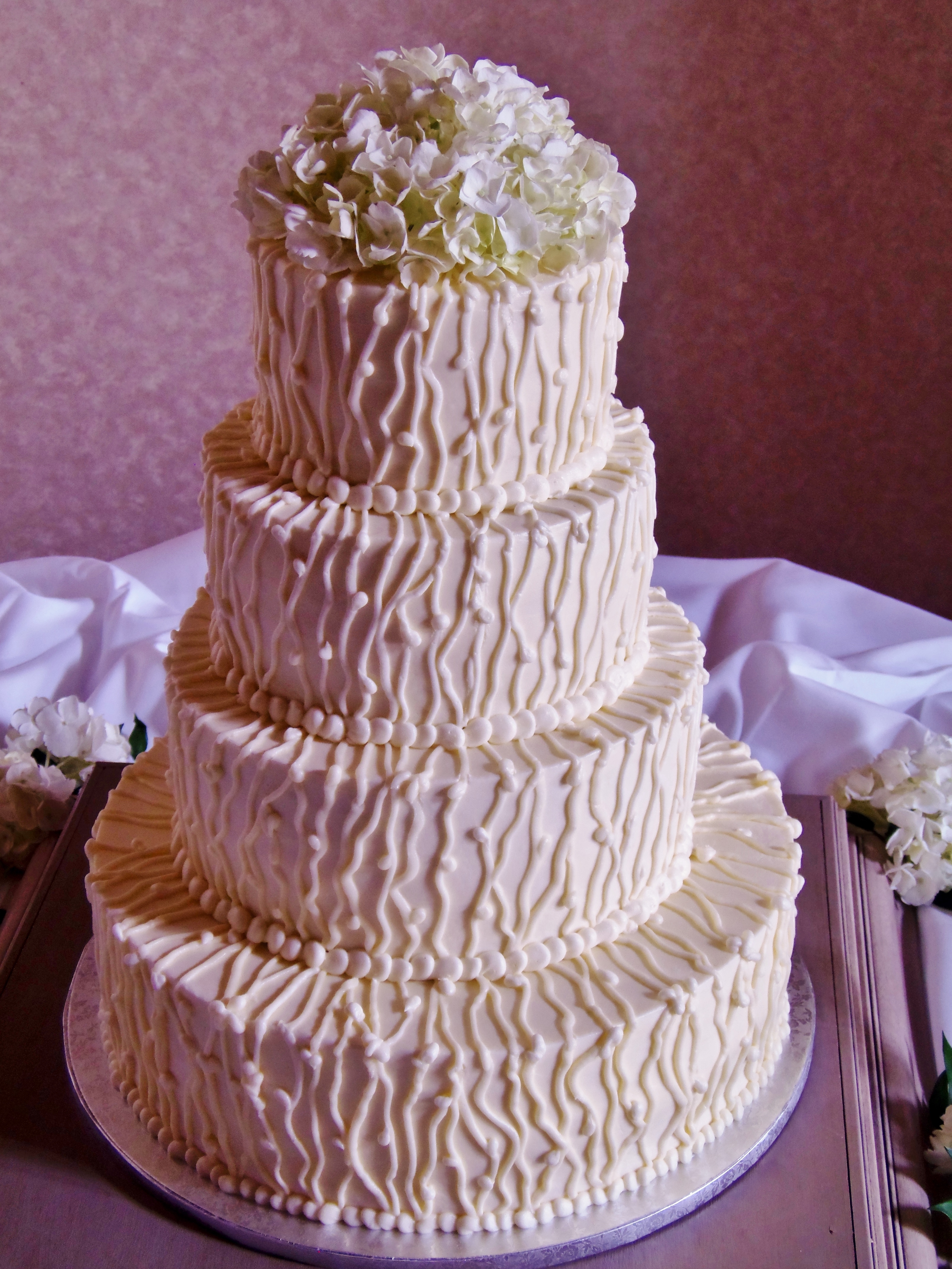 Buttercream Wedding Cake with Ribbon