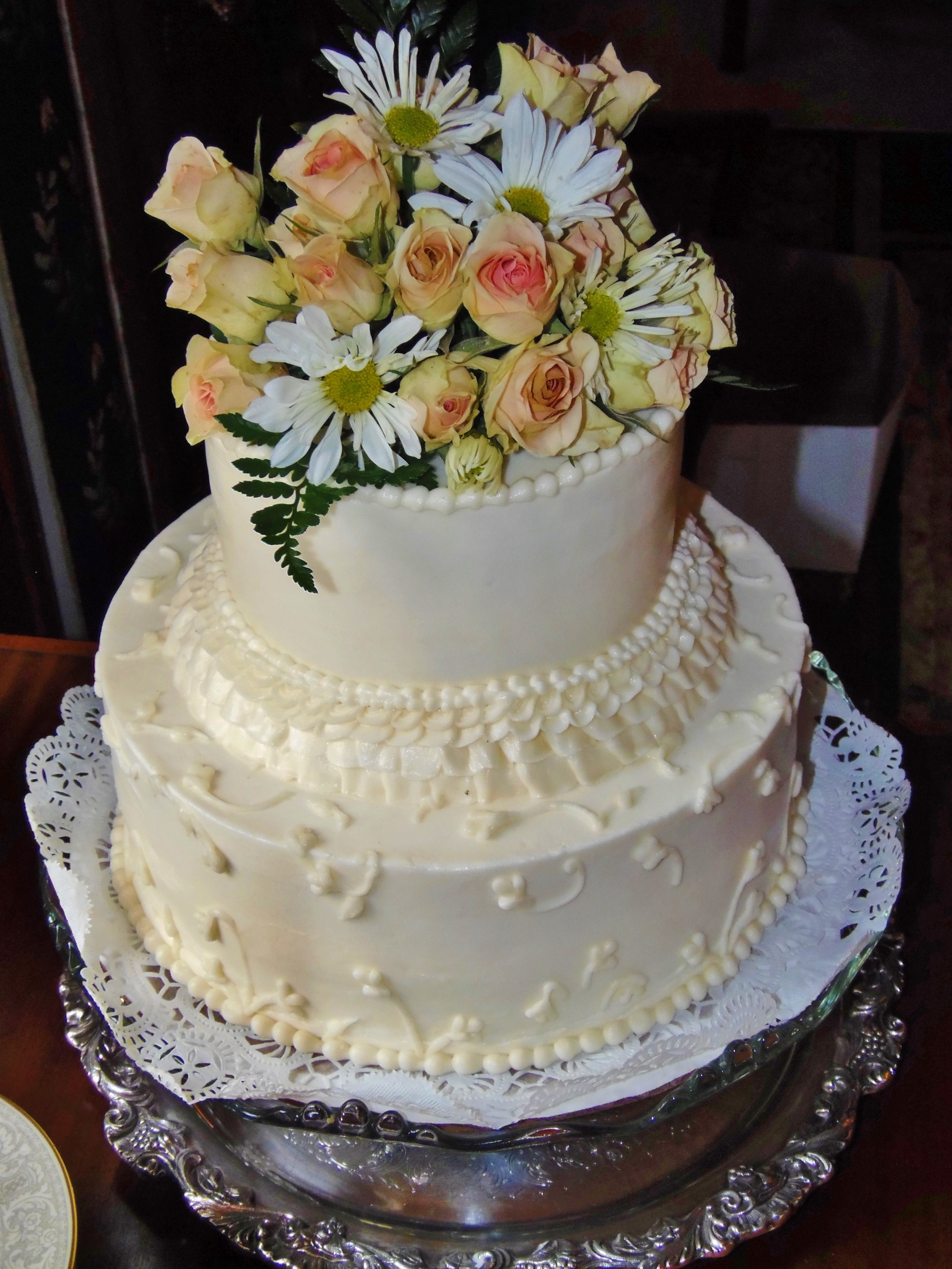 Buttercream Wedding Cake with Ribbon