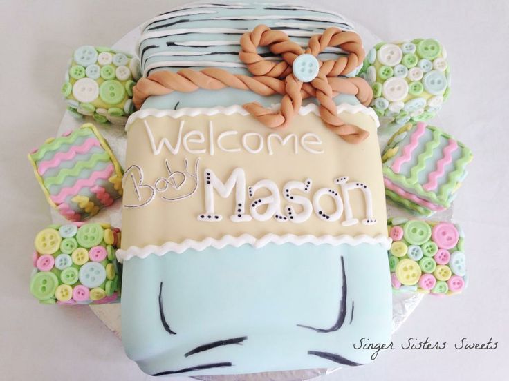 Cake for Baby Shower with Mason Jars