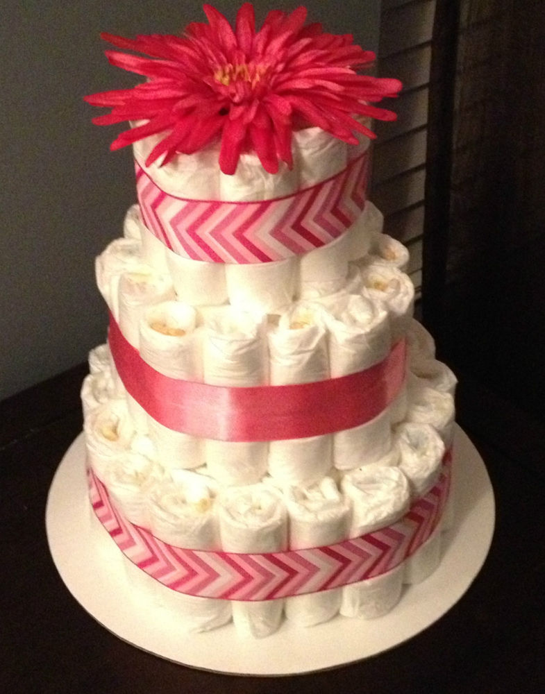 Chevron Baby Girl Diaper Cake