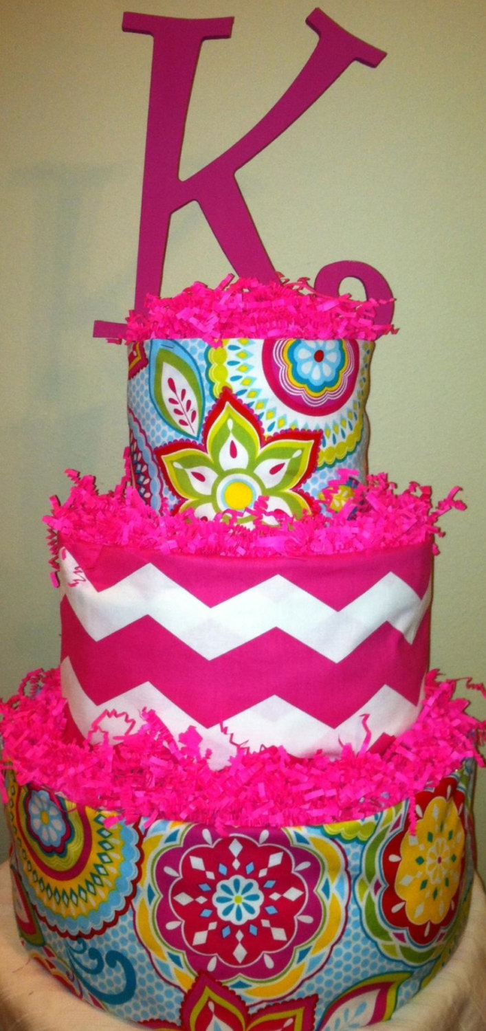 Chevron Baby Girl Diaper Cake