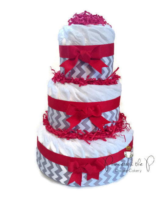 Chevron Baby Shower Diaper Cakes