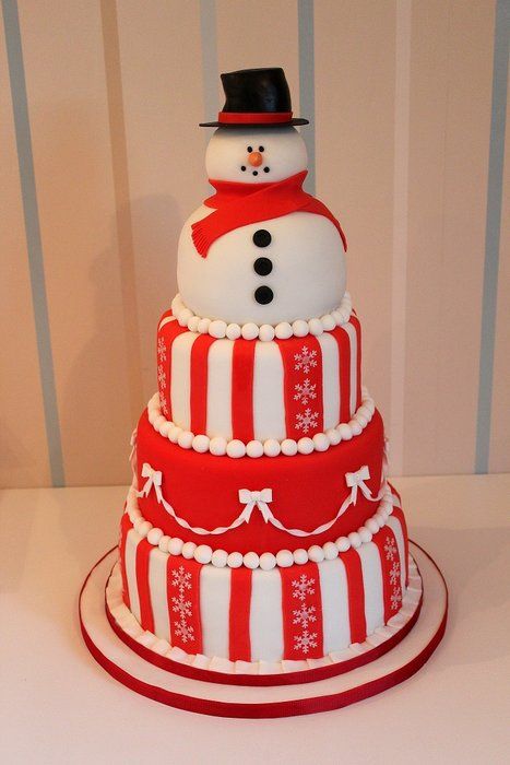 Christmas Strawberry Snowman Cake