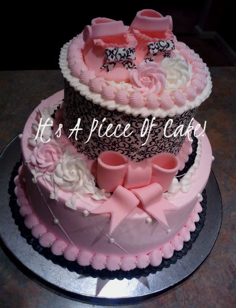 12 Photos of Damask Girl Baby Shower Cakes