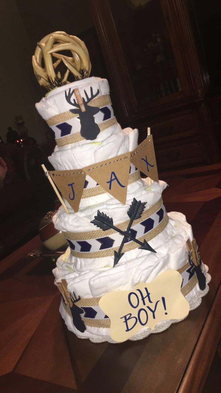 Deer Themed Diaper Cakes for Baby Shower