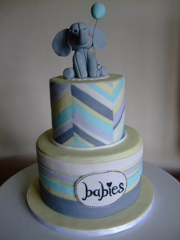 Elephant Baby Shower Cake with Chevron