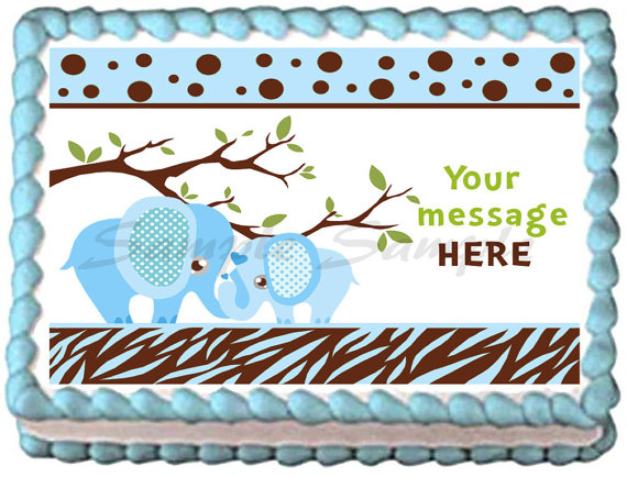 Elephant Baby Shower Sheet Cake