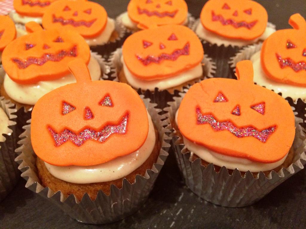 Halloween Pumpkins Decorated as Cupcakes