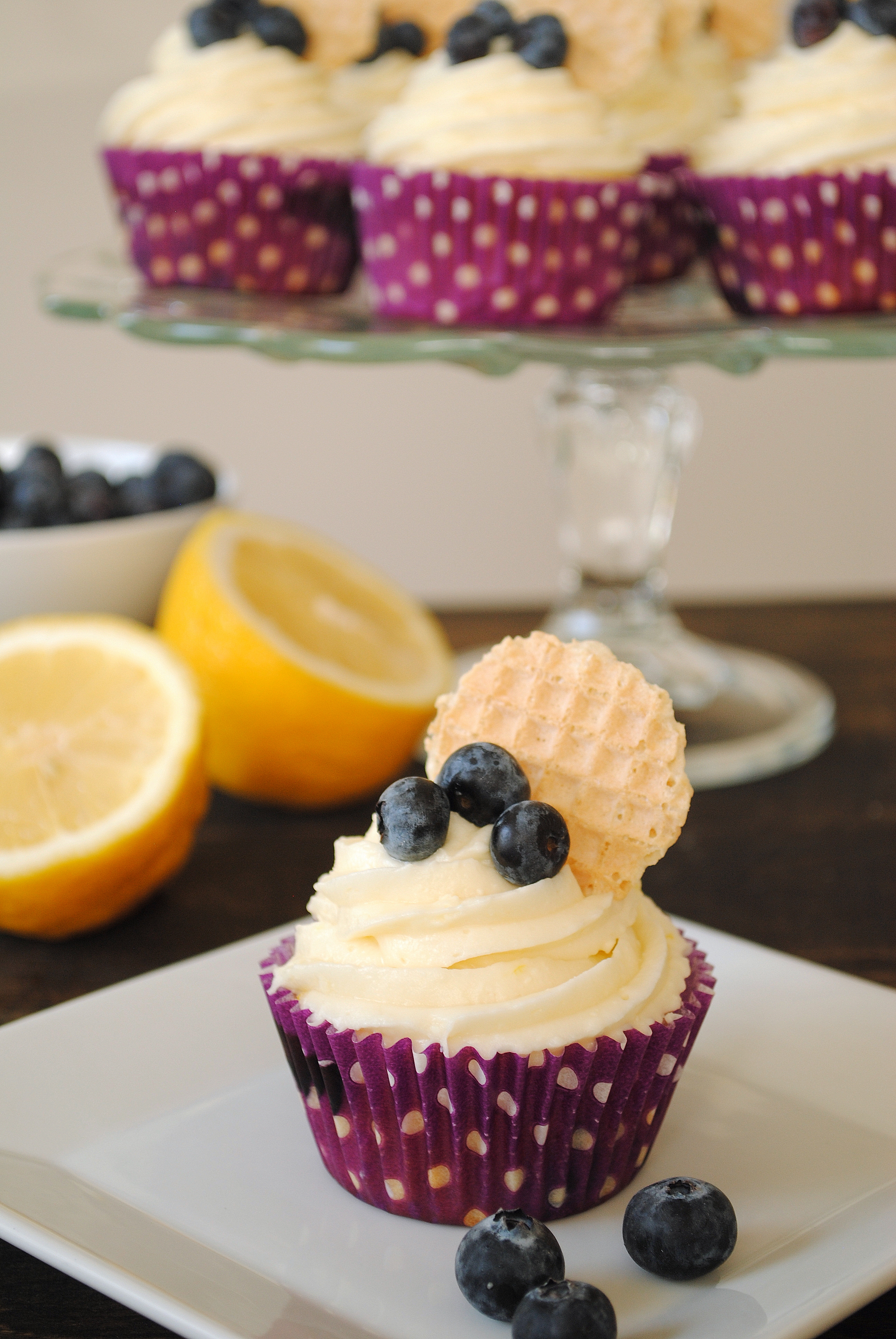 Lemon Blueberry Cupcakes with Frosting